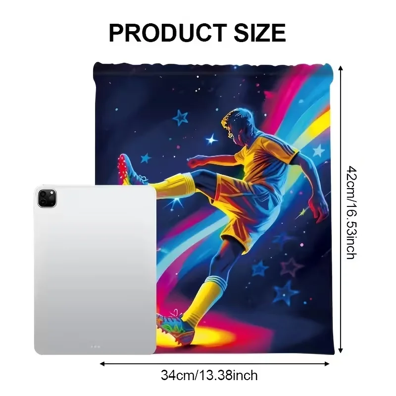 1Pcs Soccer Player Drawstring Backpack Football Gym Sack Portable Sports Bag for Boys Students Outdoor Party Gifts