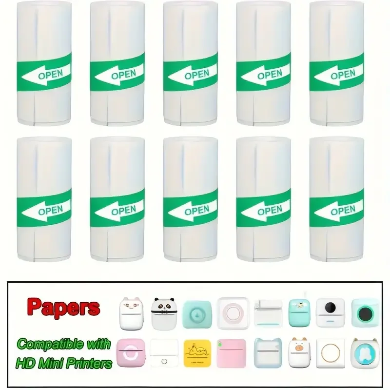 20 Rolls 10 Years Use PeripageThermal Adhesive Sticker Photo Paper for Cute Cat Mini Paperang Memobird Poooli Printers Supplies