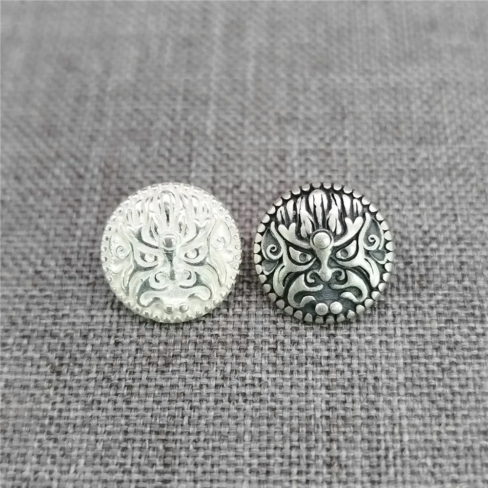 

4pcs of 925 Silver Pixiu Button Beads Kylin Lucky Animal Circle Cloth Button for Bracelet