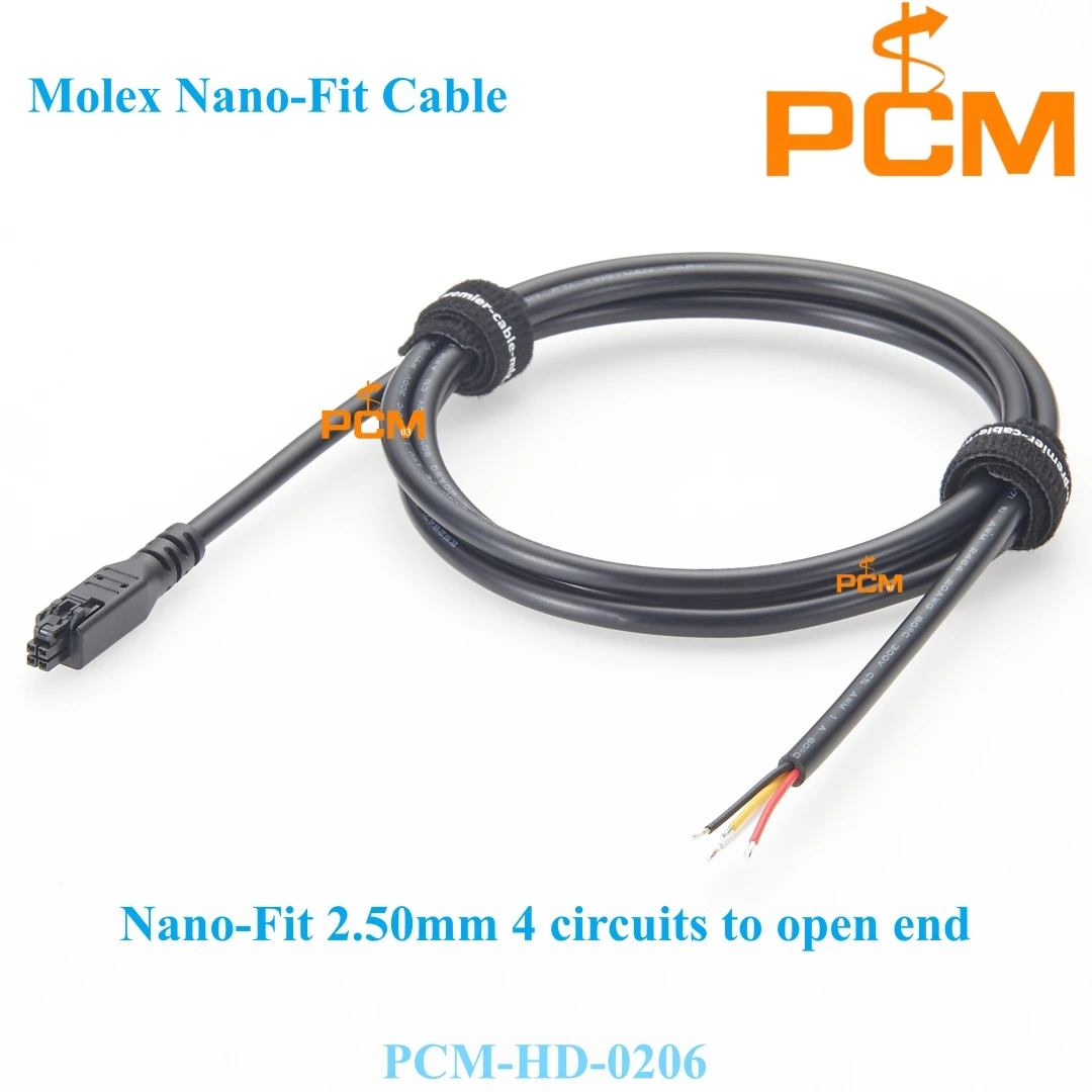 1.5m 4 Pin Molex female Connector to Pigtail Wire Open End Nano-Fit 2.5 Dual Row Power Signal Cable Assembly 250V 8A