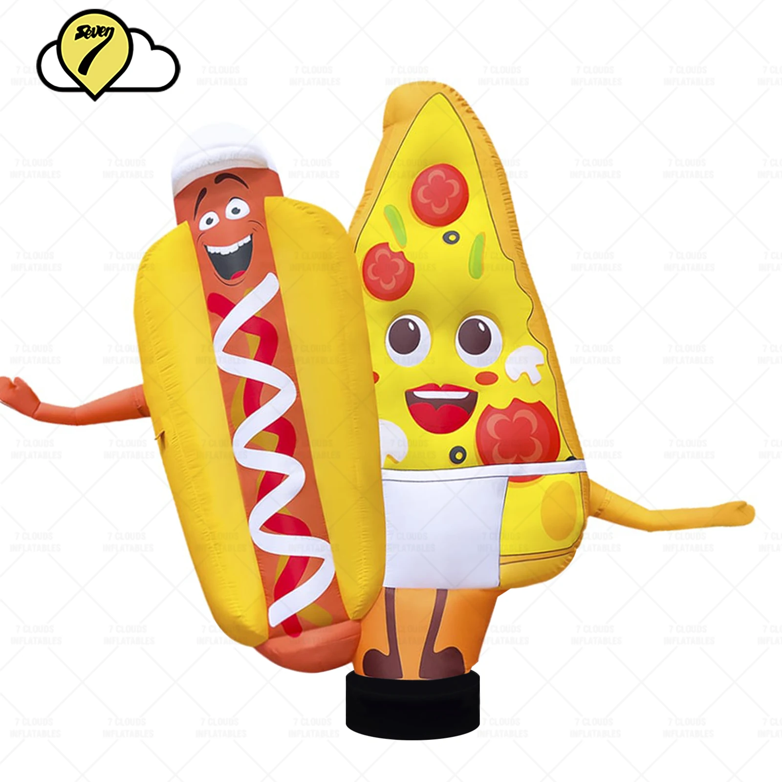 

2.5m Custom Pizza and hot dogs Inflatable chef Man Sky Air Dancer Advertising Decor Toys With Blower And LED For Fast Food Shop