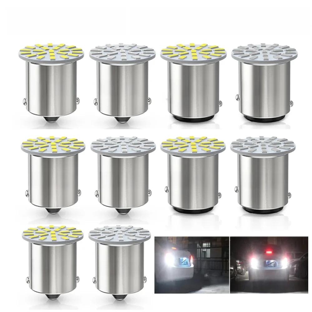 10X 1156 BA15S P21W 1157 BAY15D P2 LED Bulbs 3014 22 Running Lamp DRL Daytime Turn Signal Light White Red Blue 12/24V for Truck