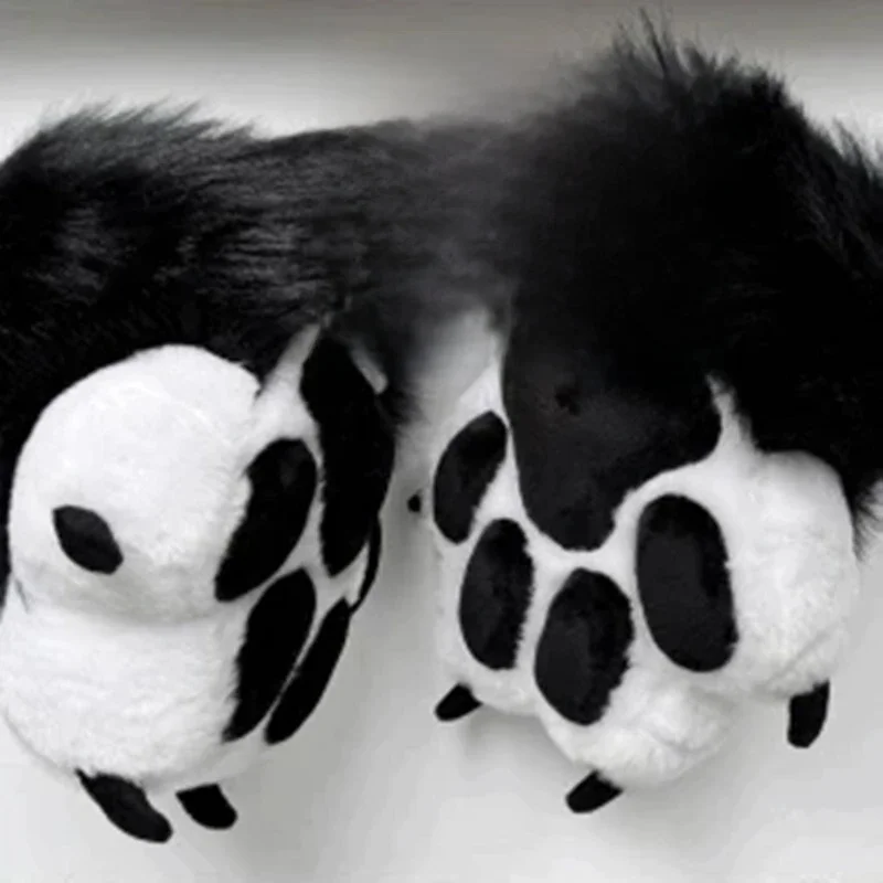 Nowy Czarno-Biały Strój Fursuit Zwierzęcia Cosplay Pazury Zwierzęce Nakładki na Dłonie i Stopy Akcesoria do Kostiumu Szyte na Miarę — zdjęcie 2