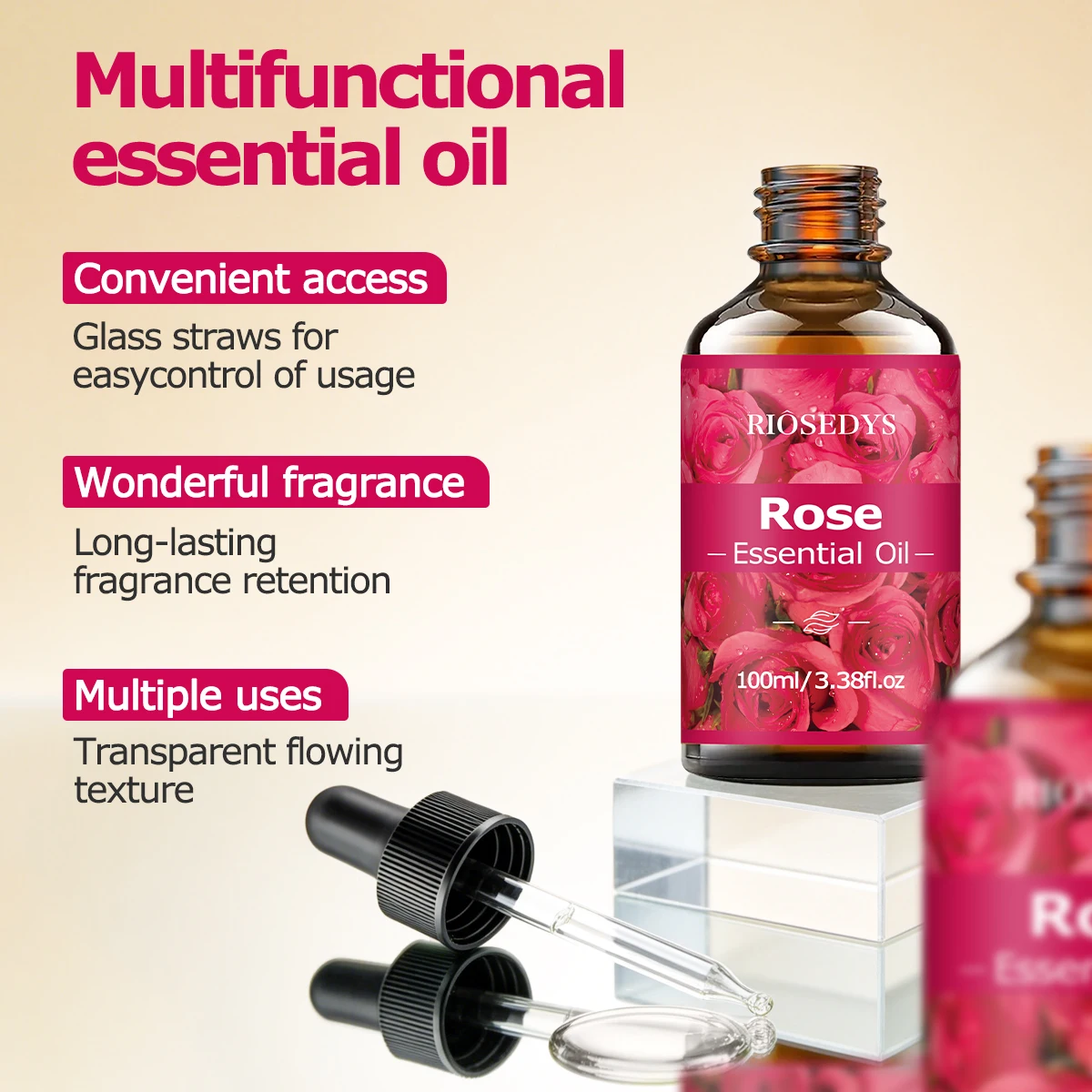 Rosen-Ätherisches Öl, Elegantes Blumenduftöl für Diffusoren, DIY-Duftprodukte & Aromatherapie, Sanftes Romantisches Aroma – Detail 9