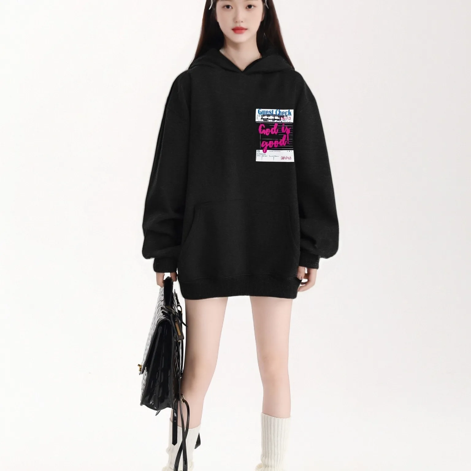 

Толстовка в клетку для гостей, розовая, с принтом в клетку для гостей, повседневная, свободная, с длинными рукавами, осень-зима, расслабляющий уникальный модный удобный теплый топ