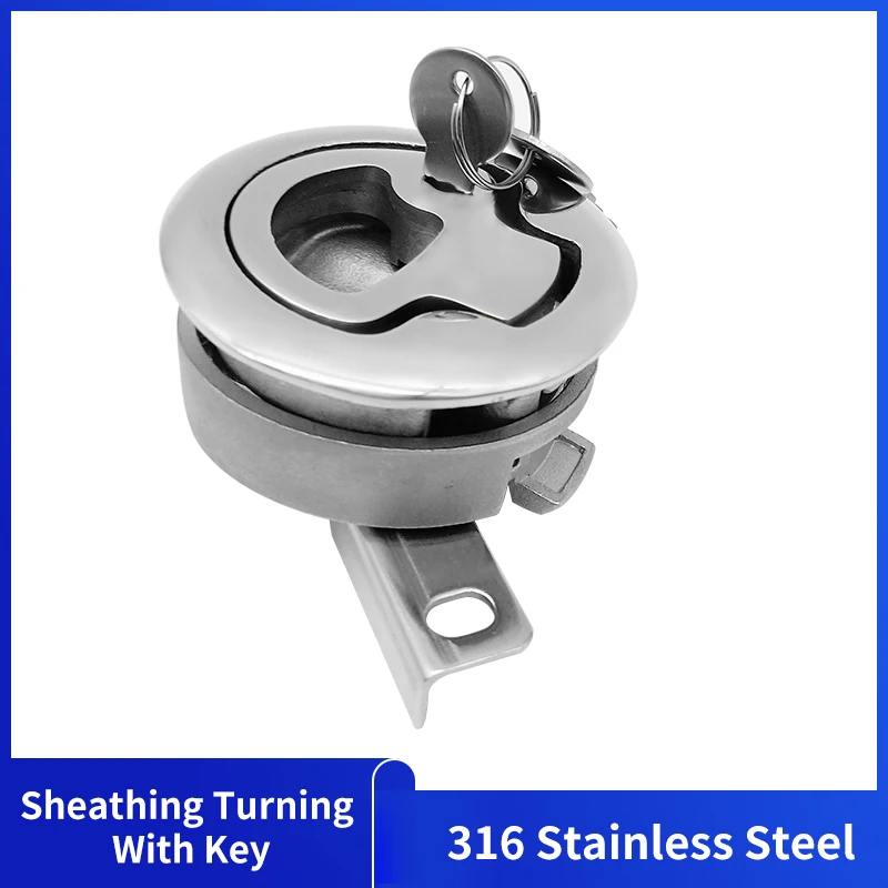 Hot Sale Marine Turning Lock 316 stainless steel Hatch Latch Lift Pull Handle With Key Boat accessories