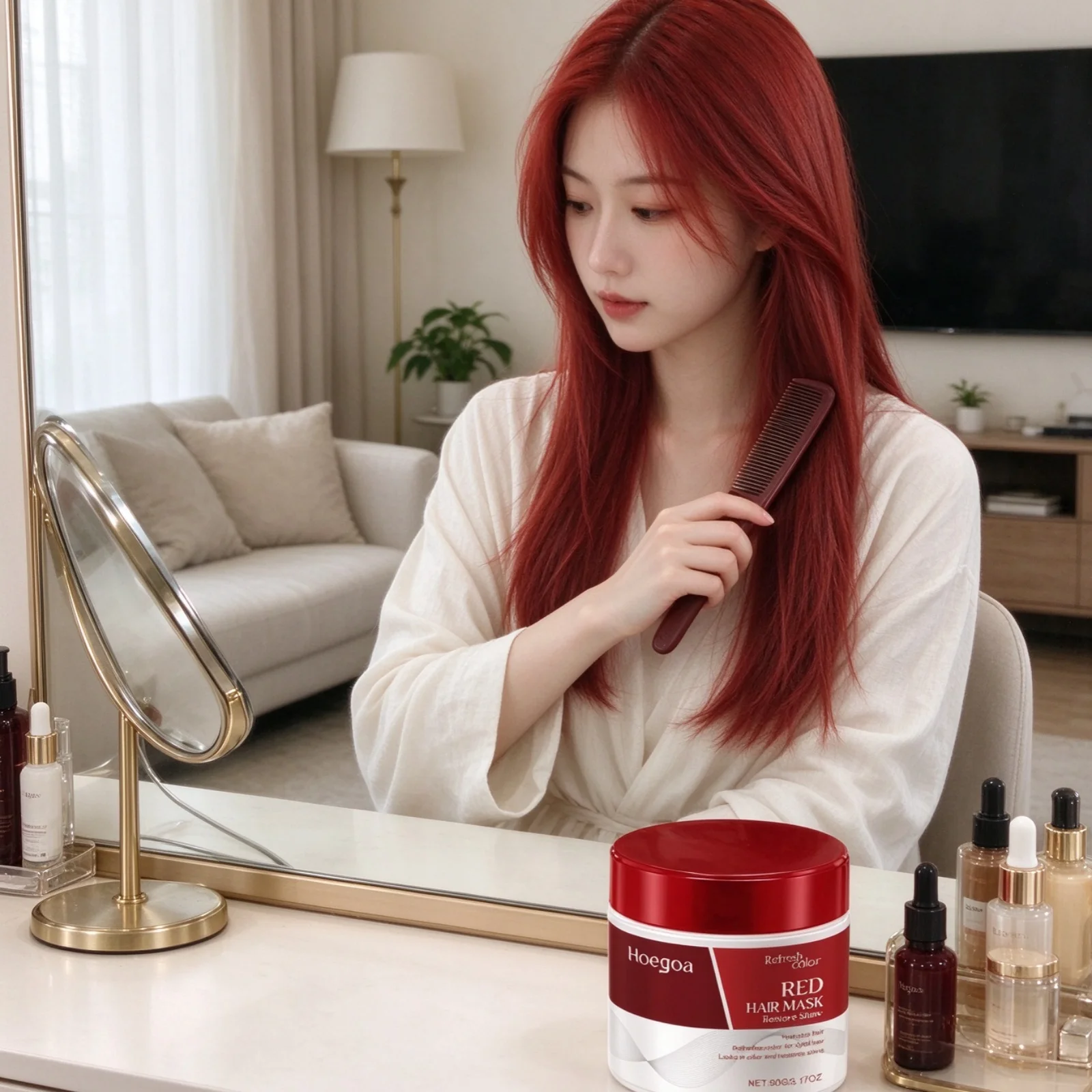 Hoegoa Revitalizing Hair Mask Repair Damaged Lock In Color Smooth Frizzy Restore Shine Enhance Texture Hair Conditioning Mask