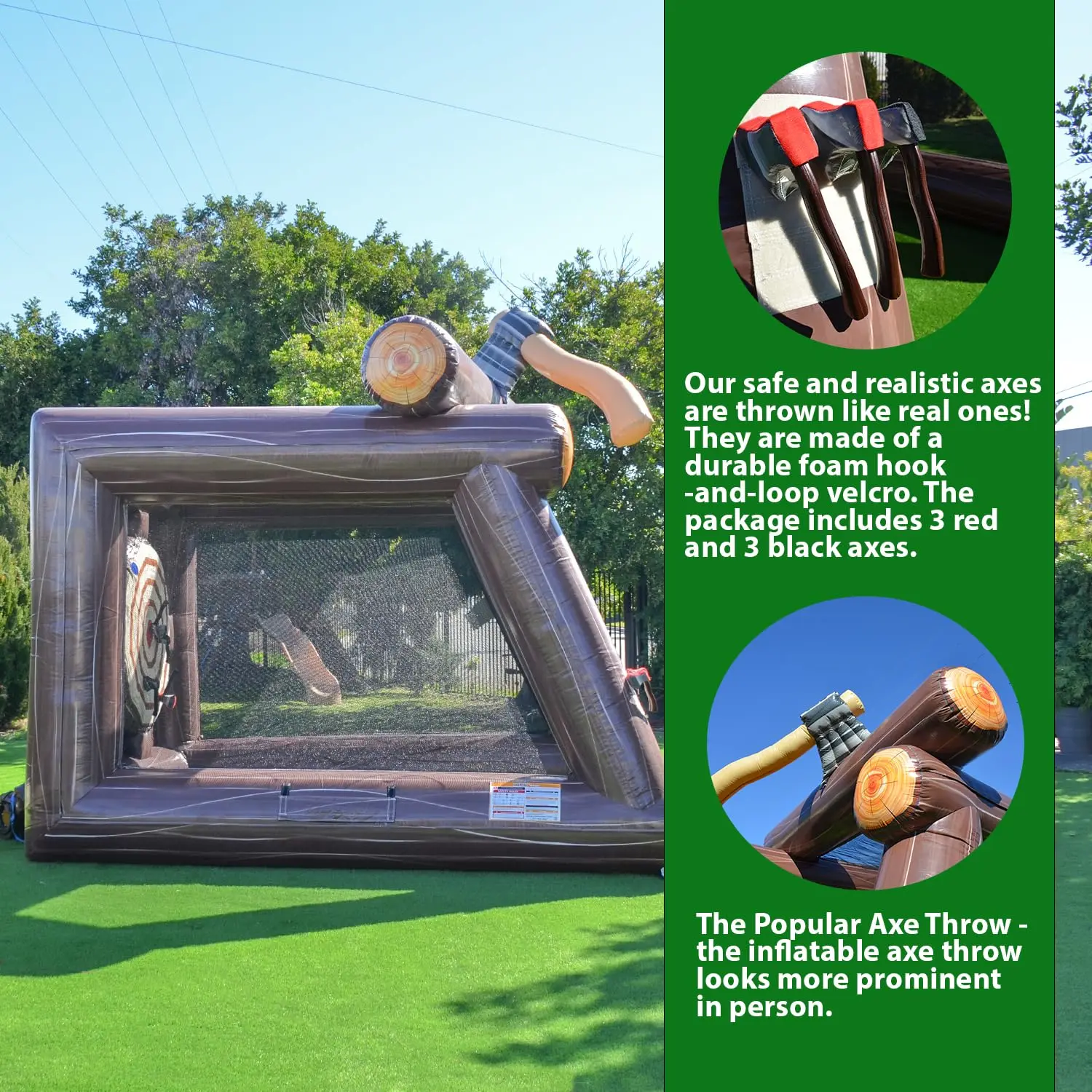 13 FT Inflatable Axe Throwing Target Game (with Blower & Foam Axes), Kids & Adults Commercial Grade Rental Game Throwing Outdoor