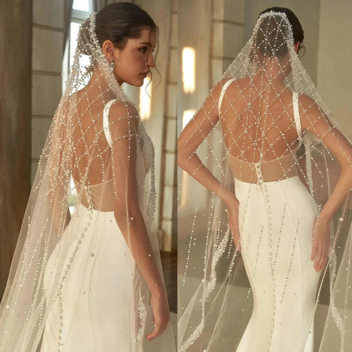 

Высококачественная кружевная свадебная фата с буквенным принтом, фата из бисера, тюль, свадебные аксессуары по индивидуальному заказу