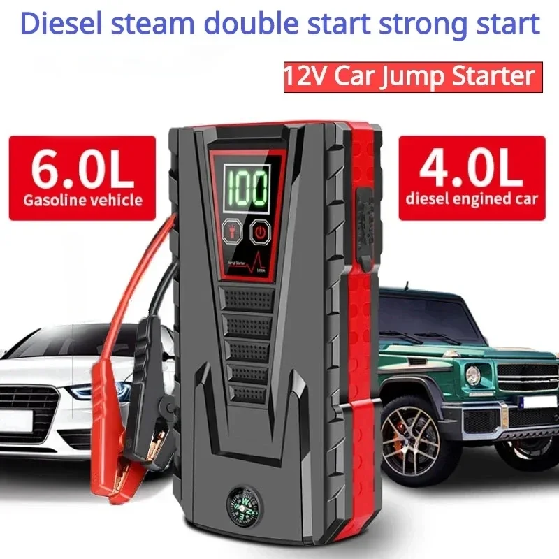 5000A Spitzenleistung Auto-Starthilfe 12V Tragbarer Batterie-Booster, Powerbank mit LED-Licht, Notfall-Starter für Benzin- und Dieselfahrzeuge