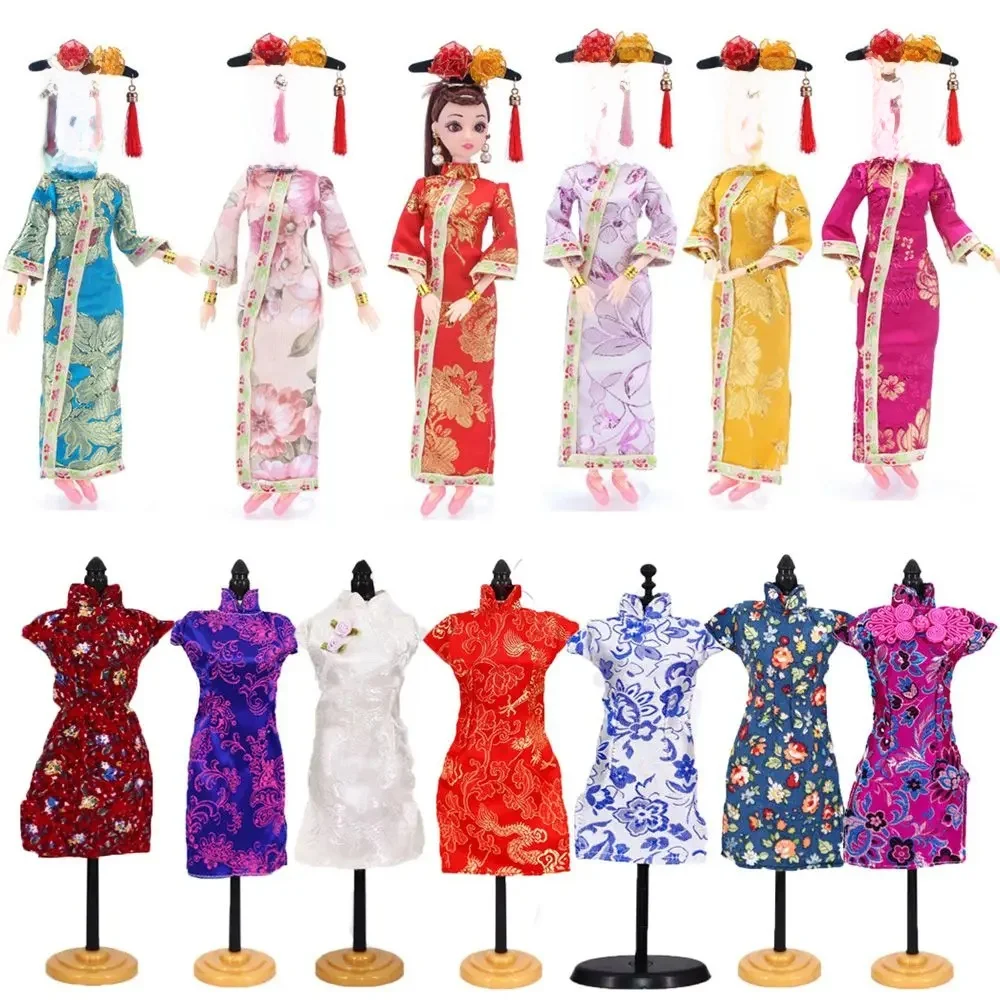 Robe de soirée de style cheongsam traditionnelle chinoise faite à la main, accessoires uniques, vêtements de beurre, 30cm, 1/6