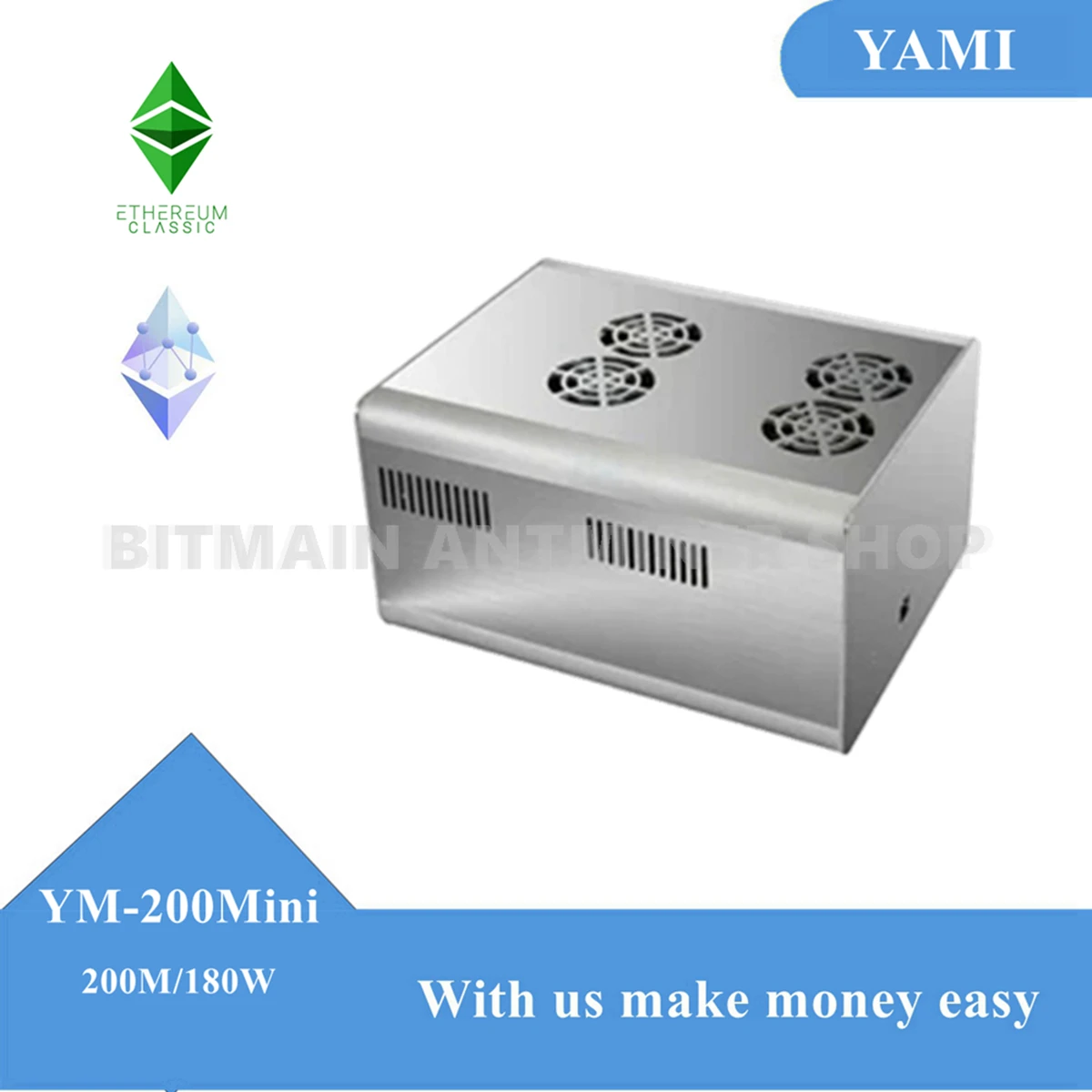 

Home Mining YAMI-201 ETH ETC Miner Hashrate 210MH/s±10% Digital Currency ETC/ETH 190W With Power Supply