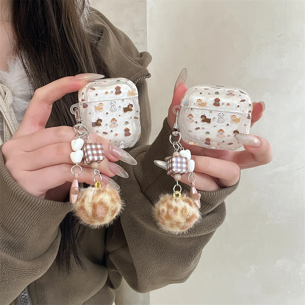 

Cute Puppy Half Clear Color Earphone Case Shockproof Cover for Airpods 4 3 2 Pro2 Pro3 Cover Headphone Charging Cartoon Case