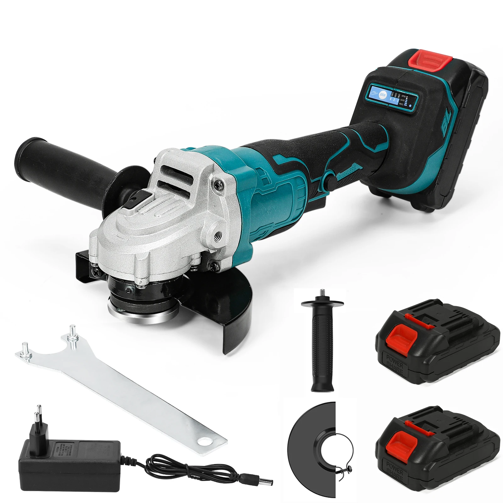 Smerigliatrice angolare senza spazzole da 125 mm, con 3 velocità, senza fili, per lavori di taglio su legno, compatibile con batterie Makita da 21 V.