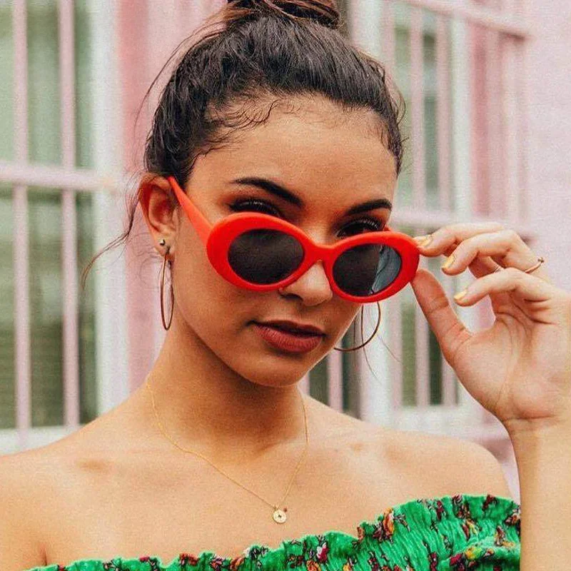 2025 nouveau Vintage petites lunettes de soleil ovales femmes marque Designer 90S rétro rouge cadre Punk hommes lunettes de soleil nuances lunettes femme UV400