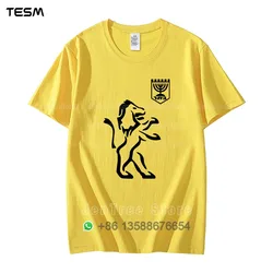 Summer Men's Yellow Pure Cotton T-shirt Casual Loose Short Sleeve Team Party Shirt Gift Commemorative Top