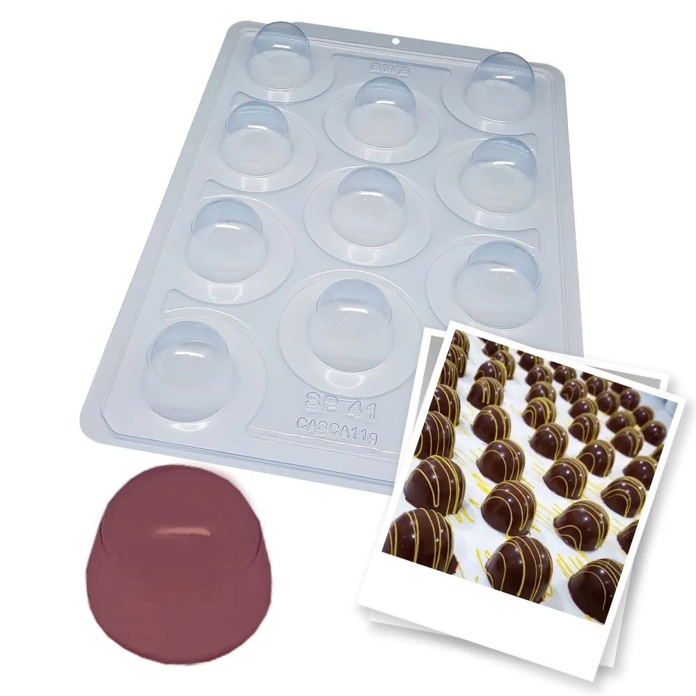 BWB SP 41 semi-professional mold 3 parts truffles small shell chocolates 11g for hot chocolate 11 cavities 11-45g plastic three-dimensional PET accessories and pastry utensils