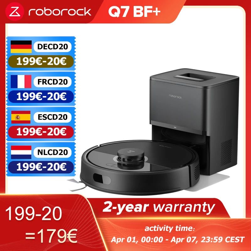 Roborock Q7 BF+ Staubsaugerroboter, Upgrade-Version des Q7 max+/Q5 MAX+/Q5 Pro+, Duales Anti-Wickel-System, 3 Wasserflussstufen, 8.000 Pa Saugkraft.