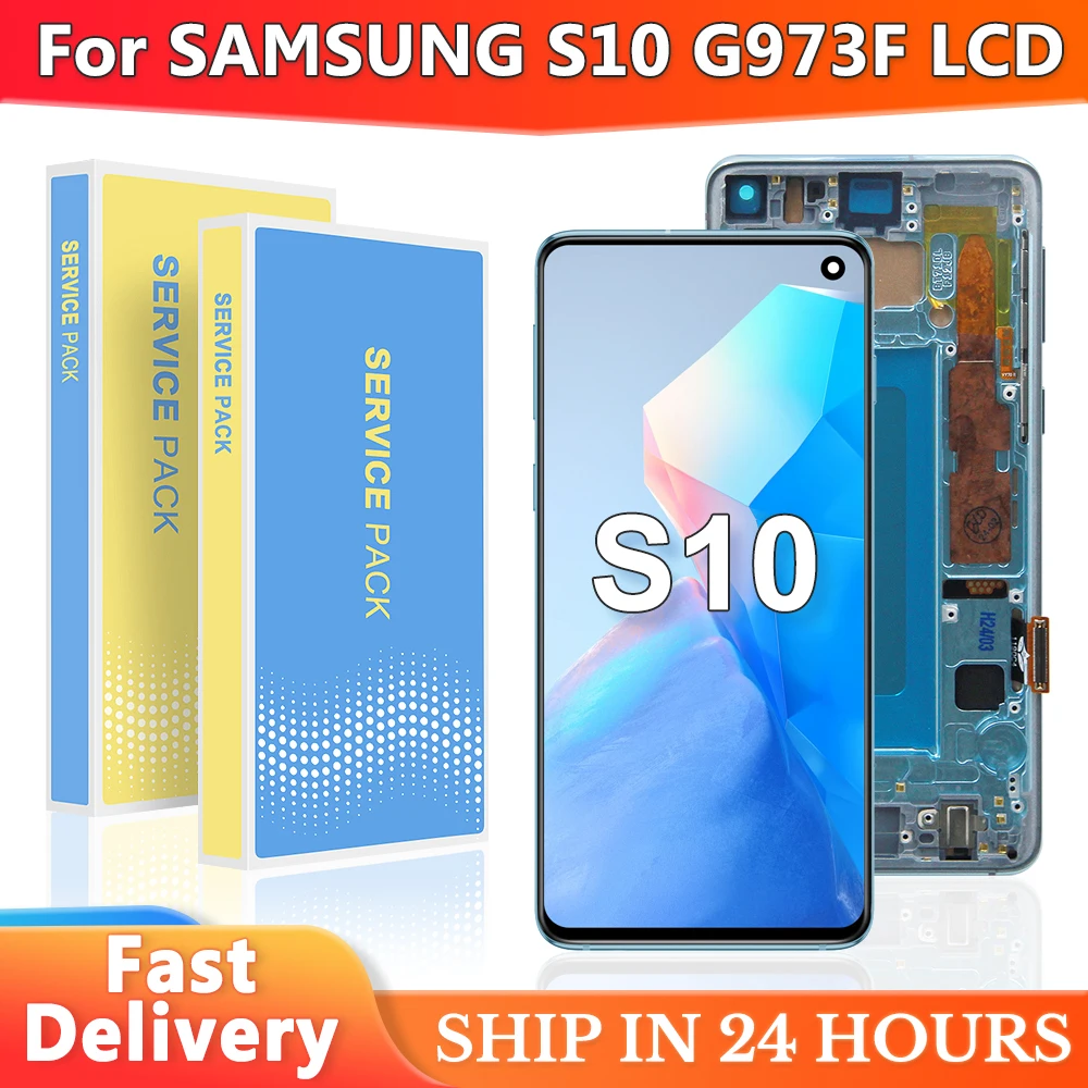 

Tested TFT For Samsung S10 SM-G973F SM-G973U SM-G973W LCD Display Touch Screen Digitizer Replacement With Frame