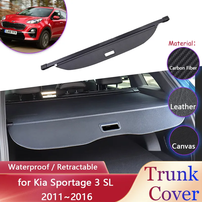 Car Trunk Curtain for Kia Sportage 3 SL 2011~2016 2012 Car Waterproof Retractable Luggage Cargo Pad Partition Covers Accessories