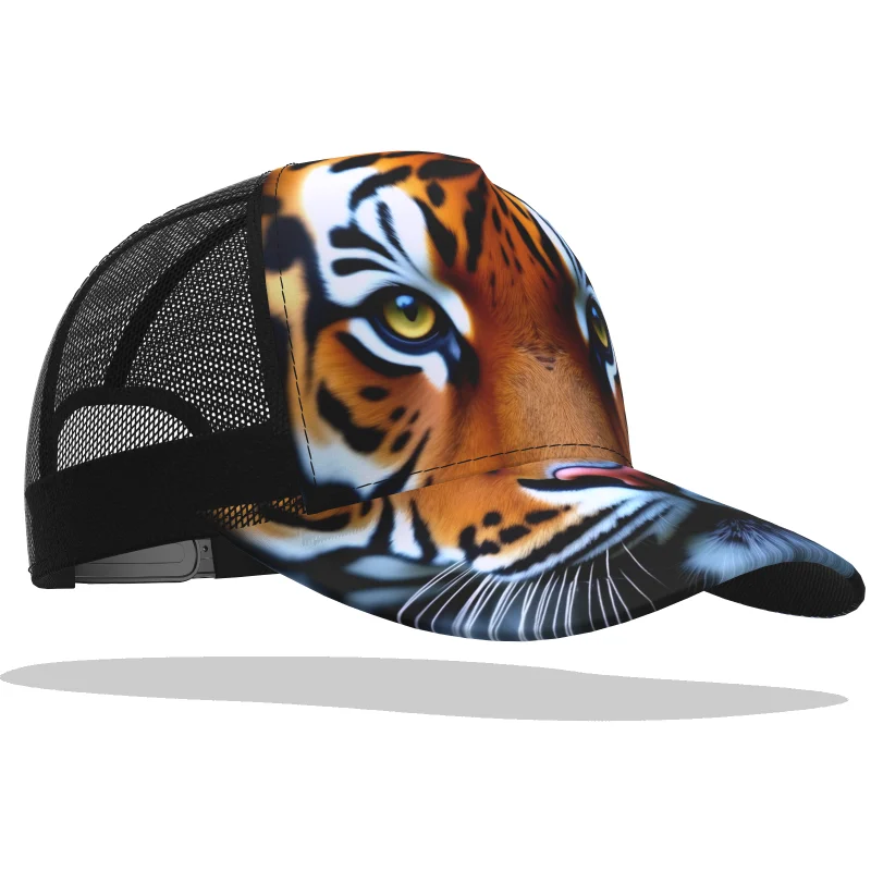 Tiger Baseball Cap Custom Trucker Name Number Teams Logo Animal Mesh Photo Headgear Hunting Dad Breathable Driver Peaked Sun Hat