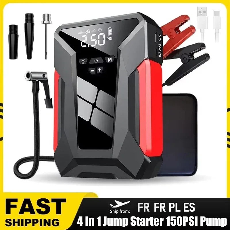 28000mAh Car Jump Starter Multifunctional Automotive Energy Power 150PSI fire Inflator Powerbank Air Pump With Bag