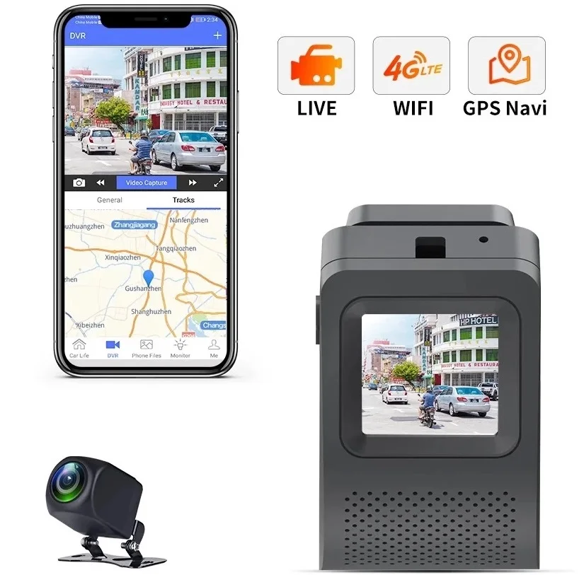 

K19 Dual Lens HD1080P 4G 2.0" MINI Dash cam with WIFI GPS Tracking for Fleet Management fit CMSV Platform Night Vision Dashcam