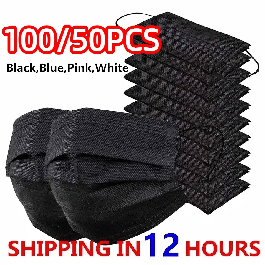

100/50Pcs Three-Layer Dustproof Protective Filter Masks, Disposable, Breathable and Comfortable, with Elastic Ear Loops and Nose Bridge Clip - Affordable Bulk Purchase for Home Use, Suitable for Travel, Outdoor Activities, Christmas, Halloween, Daily Wear