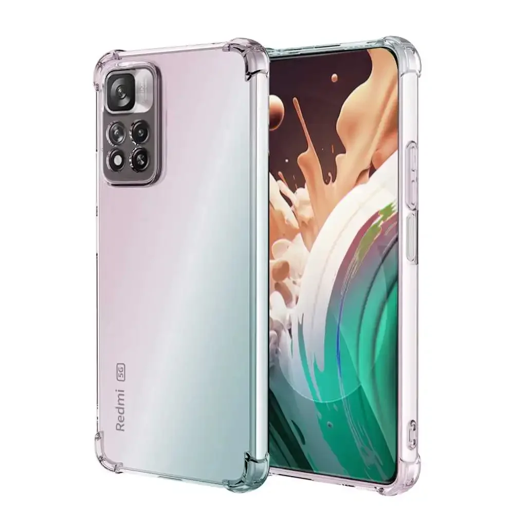 Transparente silicone caso tpu para redmi note 11 pro, caso flexível com cantos à prova de choque,