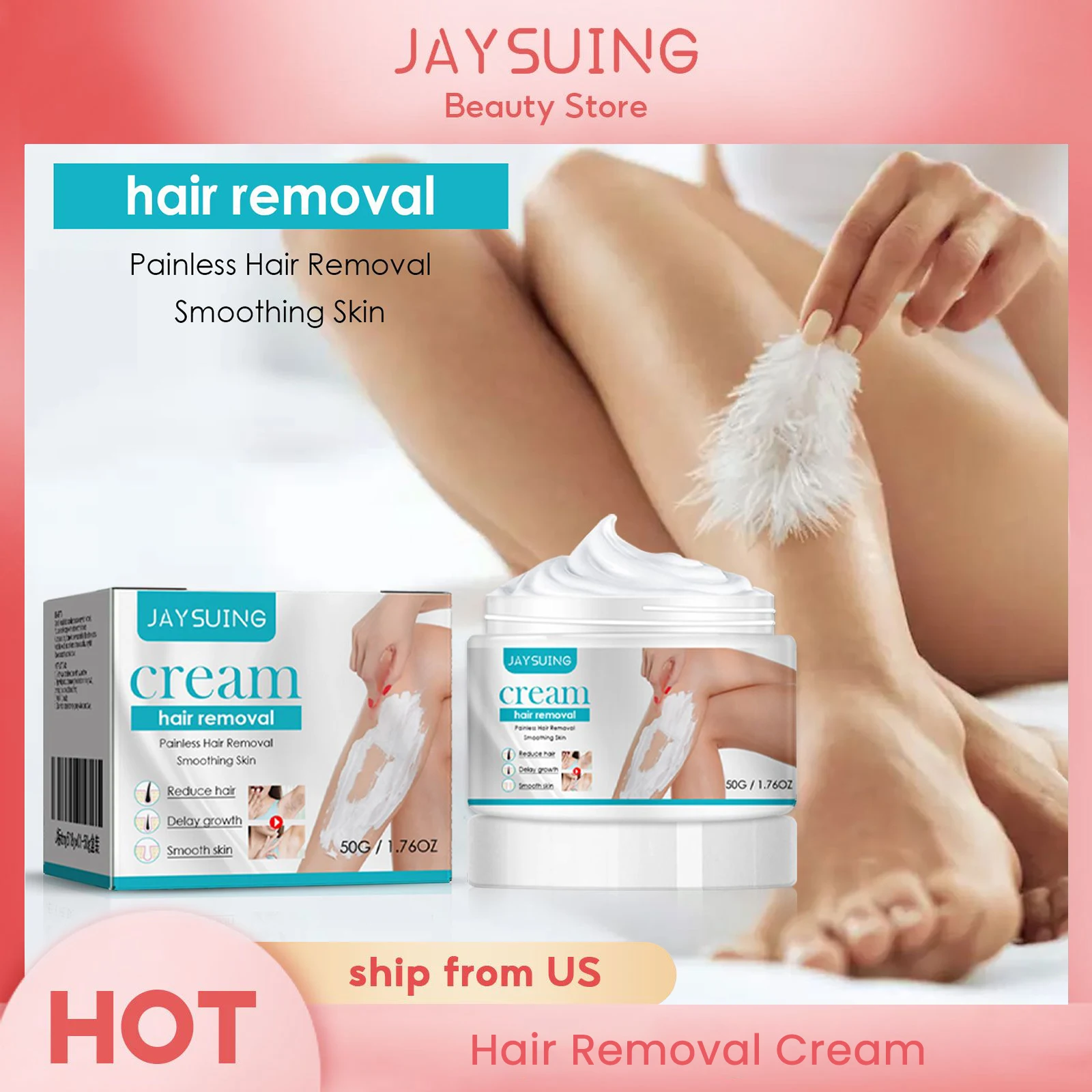 Jaysuing Underarm Arm Depilation Unhairing Cream Smoothing Skin Reduce Hair Delay Growth Painless Hair Removal Cream