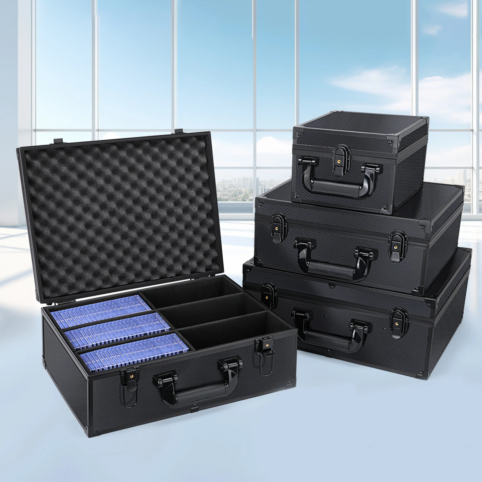 

Trading Card Case Organizer Collection Box Sturdy Versatile with EVA Foam Protection Deck Box for TCG PSA CCG BGS Sports Card