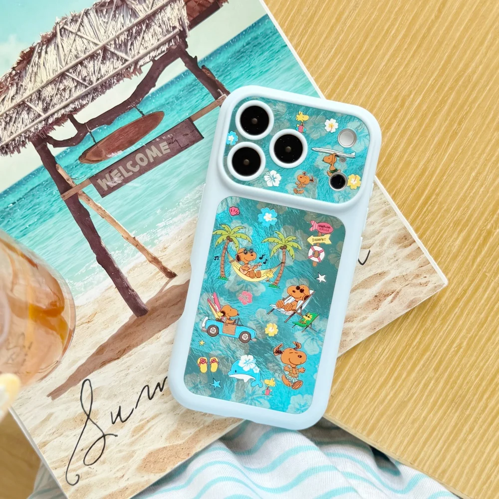 Cute Holiday Cartoon Puppy Glitter Phone Case for iPhone 18 17 Pro Max 17/15/16/18 Pro Summer Shockproof Protective Cover Kawaii