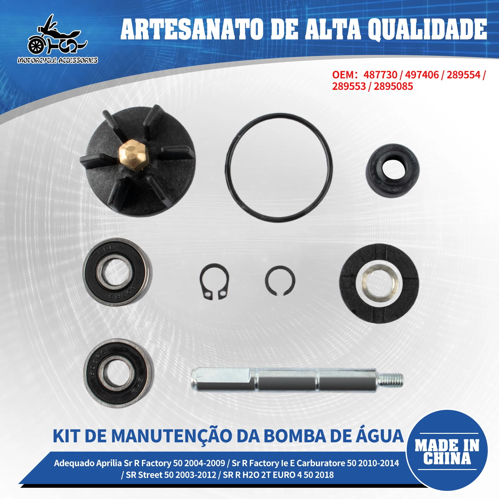 Kit de Reparo da Bomba de Água para Scooter SJ Motorcycle Accessories Nrg50 Compatível com Piaggio Nrg Rst Mc2 50 Nrg Purejet 50 Zip Sp 50cc 100110020
