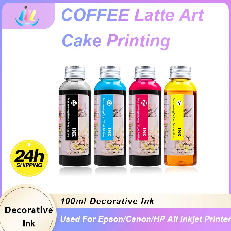 Decorative Ink for Coffee Art Latte Printing Compatible For Desktop Inkjet Printer On Cake Coffee DIY Ink