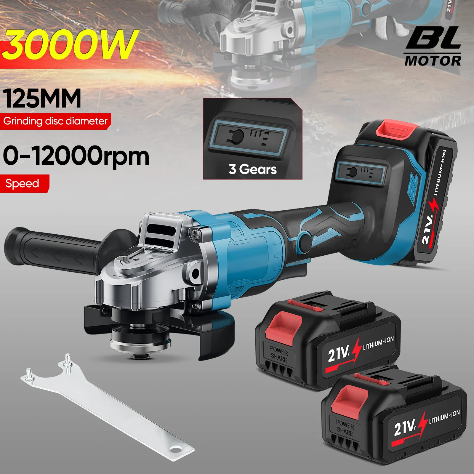 125mm Elektrische Bürstenlosen Winkel Grinder 3 Gänge Holzbearbeitung Polierer Cutter Maschine Power Tool Für Makita Batterie Pin – Detail 1
