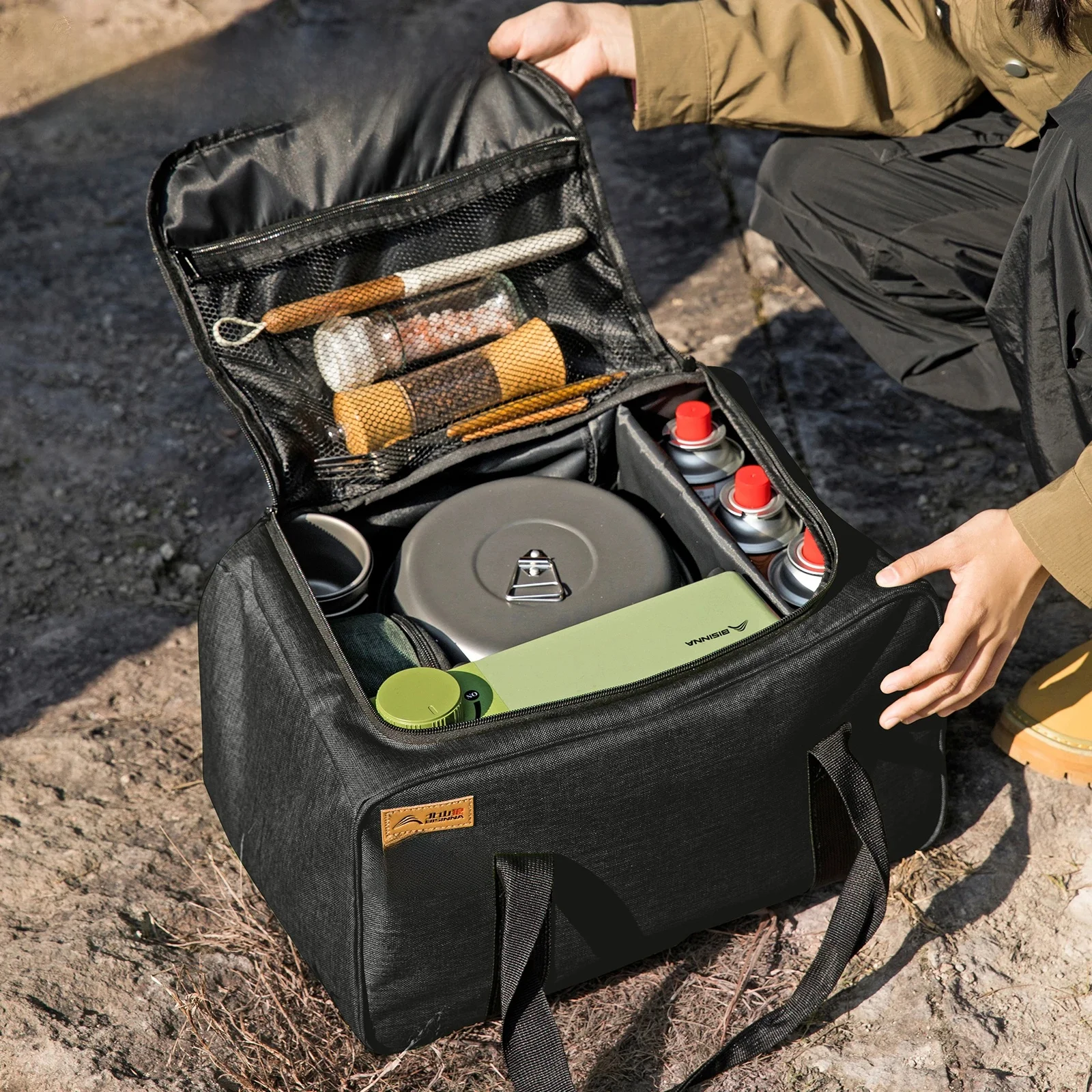 BISINNA Outdoor Camping Tas 26L Opvouwbare Gastank Opbergtas Picknick Kookwas Container Kampbenodigdheden Verstelbare Partitie - afbeelding 2