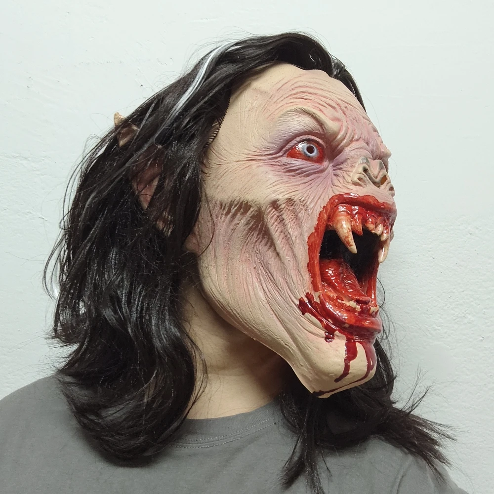 Realistic Bloody Scary Vampire Mask For Halloween Costume Party Cosplay Horror Movie Adult Fancy Dress Prop