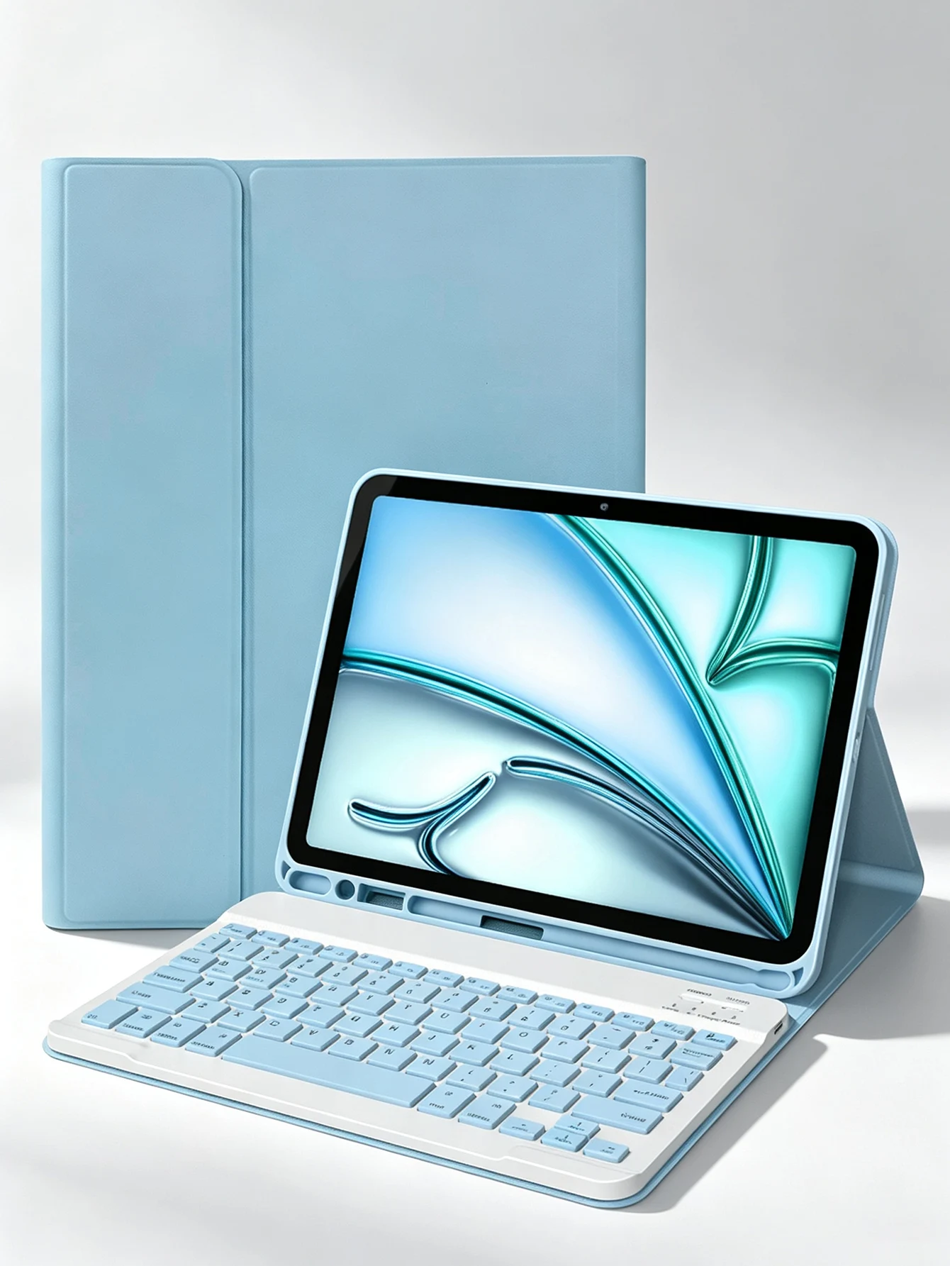 Solid Blue Flip iPad Case with Detachable Magnetic Keyboard,Slim Kickstand&Pencil Slot,for iPad 7/8/9,Air 3 10.2/10.5