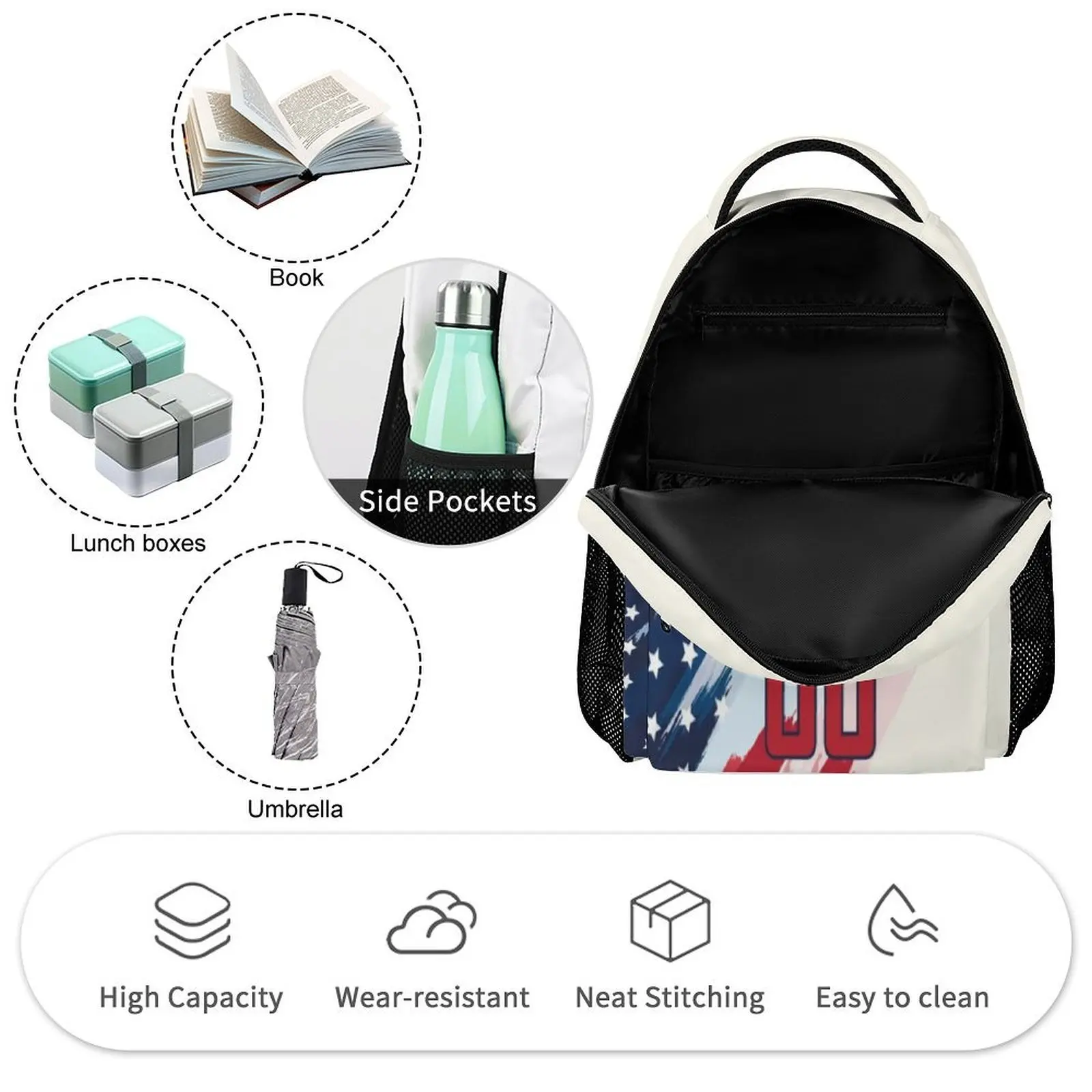 Kids USA Backpack Cutsom Name Number Soccer National Team America BookBags Student Schoolbag Travel Casual Daypack
