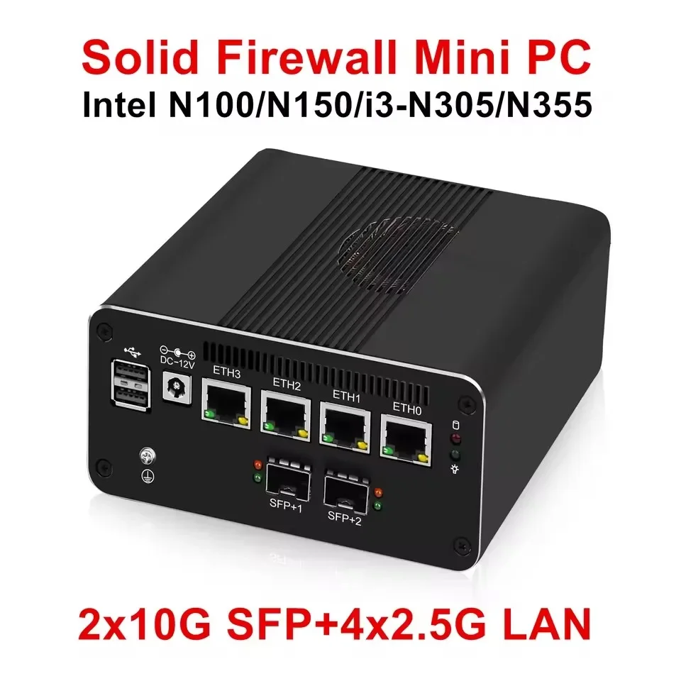 Topton Firewall Mini PC 2x10G SFP Intel i3-N355 N305 N150 N100 4xi226-V 2.5G LAN DDR5 NVMe Server Home Lab Proxmox ESXi pfSense