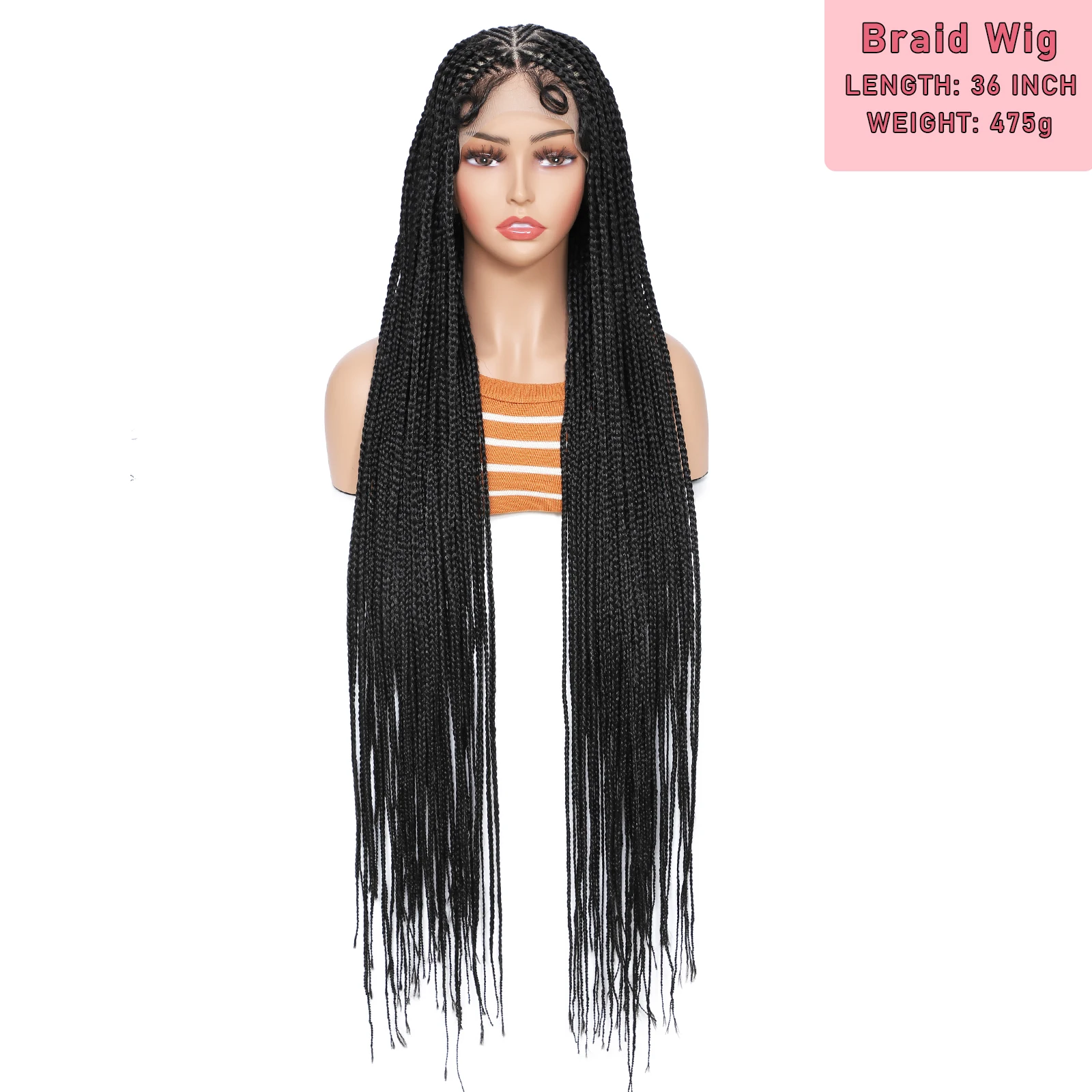 36Inch Senegalese Twists Synthetic Full Lace Braided Wigs for Black Women Box Braid Knotless Lace Front Braid Wig with Baby Hair