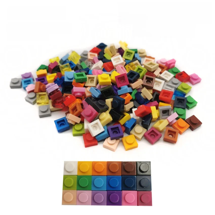 Aquaryta 1000 pièces briques de Construction mince 1X1 en vrac Compatible avec Logo 3024 Assemblage éducatif Construction jouets cadeau pour les enfants