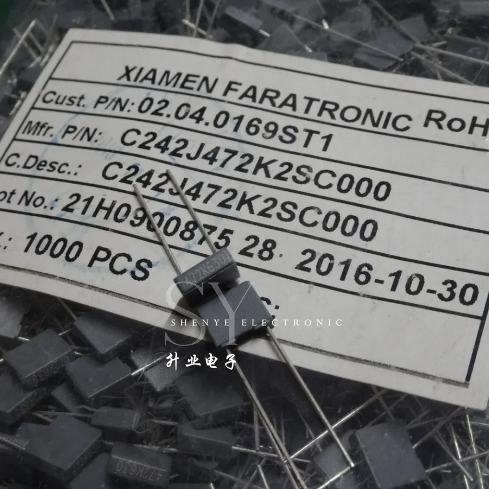 20pcs/lot Fara C242J 0.0047uf 630V 4.7nf 4n7 4700pf 472 K Brand New 5mm Film Capacitor C242J472K2SC000