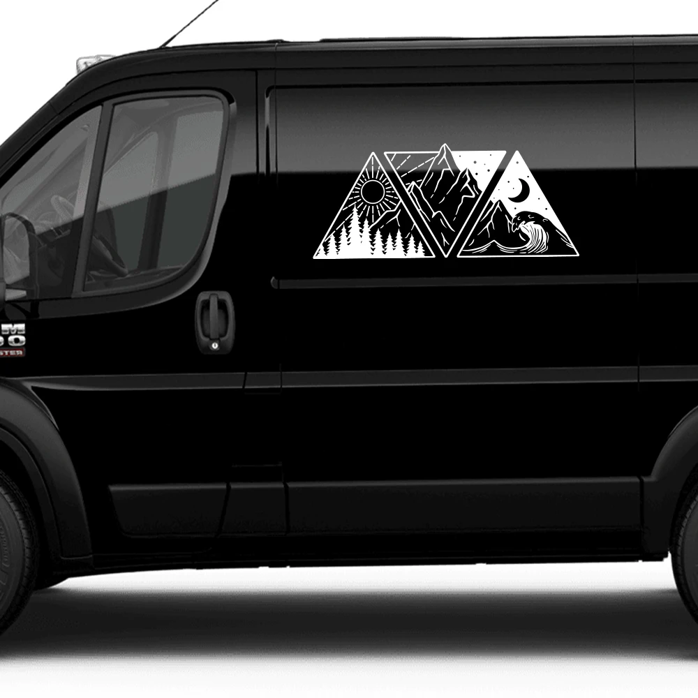 ملصقات مموجة مائية لجبال الغابات في السيارة للعربة ، وفان ، وبيت متنقل ، وسيارات الدفع الرباعي ، والبيك اب ، والبضائع ، والقافلة ، وشارات ، وملحقات ضبط السيارات