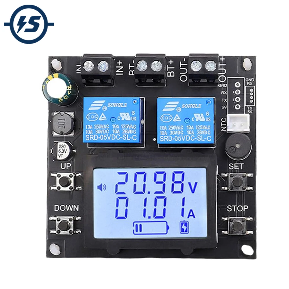 Battery Protection Module Bidirectional Coulomb Meter Battery Monitor Charge Discharge Controller DC 10V-110V with LCD Display