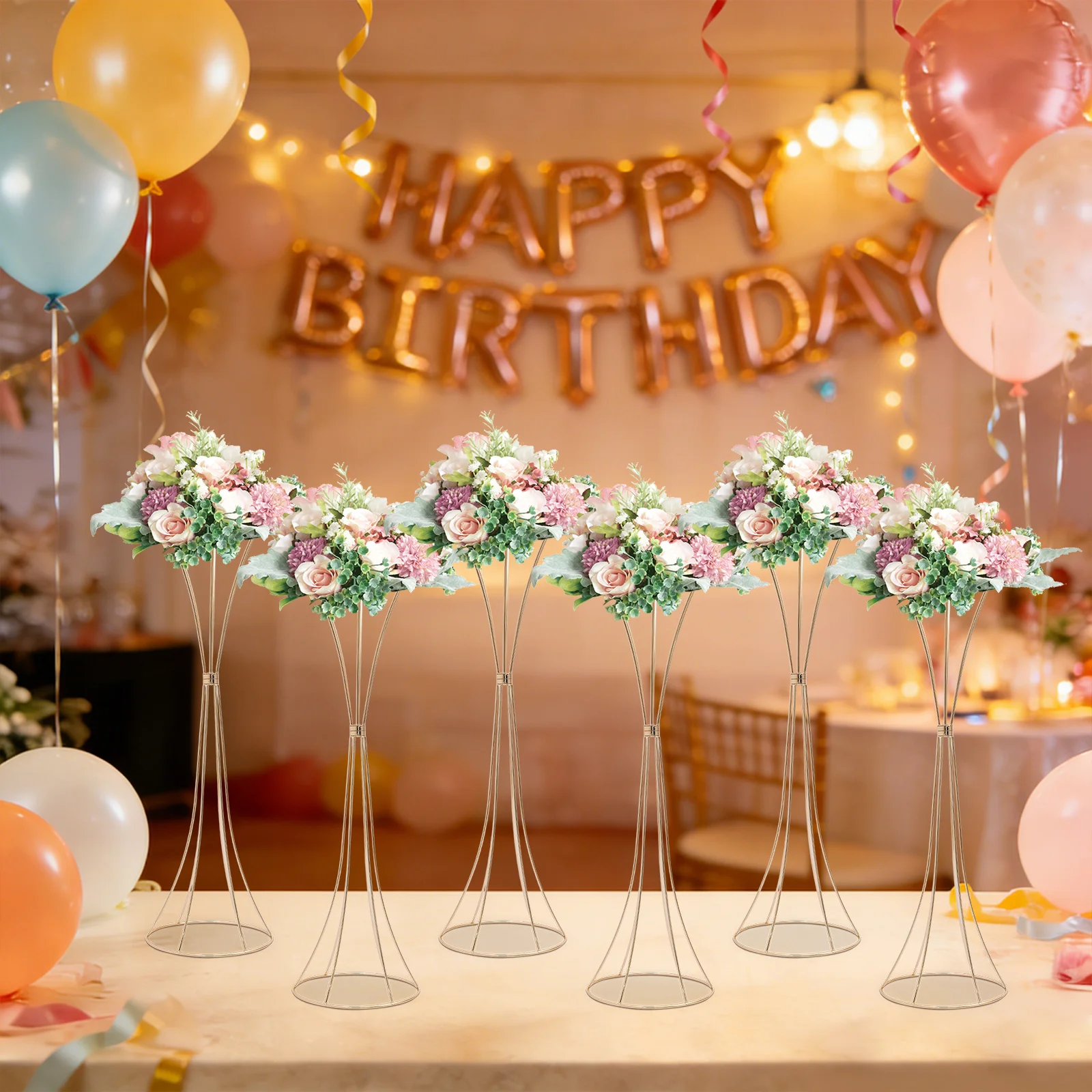 

Wedding Metal Flower Stand, Plant Stands, 6Pcs Detachable Geometric Metal Flower Holder, Gold Centerpiece for Party, Home Decor