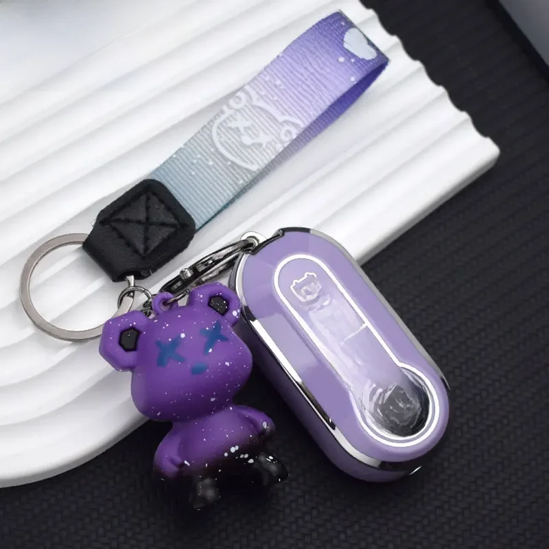 Étui à rabat pour clé de voiture, 3 boutons, en TPU, argenté, pour Fiat Ducato 500 500L Panda Grande Punto Lancia Musa, accessoires