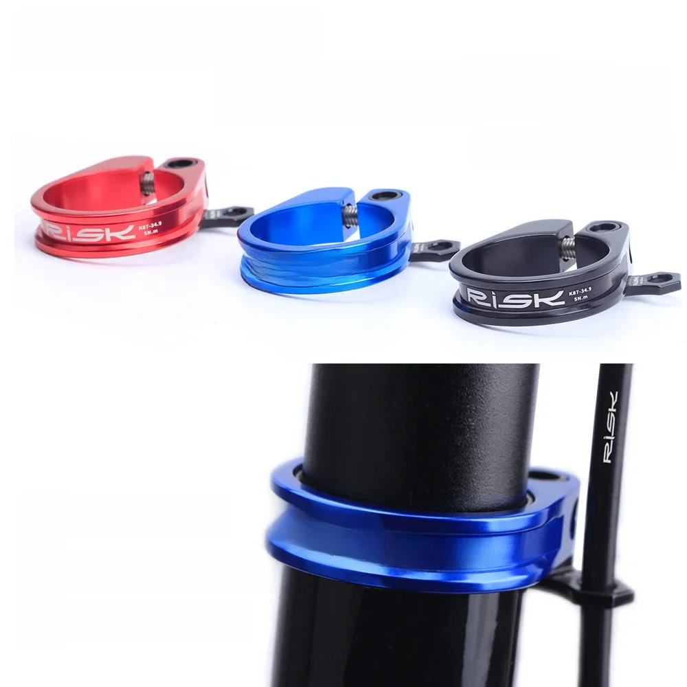 AliExpress RISK 31.8mm 34.9mm Bike Seatpost Clamp Aluminium MTB Mountain Road Bicycle Seat Post Clamp Titanium Bolt With Cable Organizer