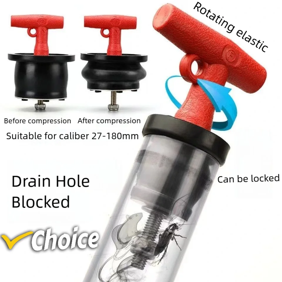 Marine Boat T Handle Drain Plug Seal Stainless Steel Drainage Stopper Easy to Use Adjustable Rubber Expansion Plug Pipe Plug