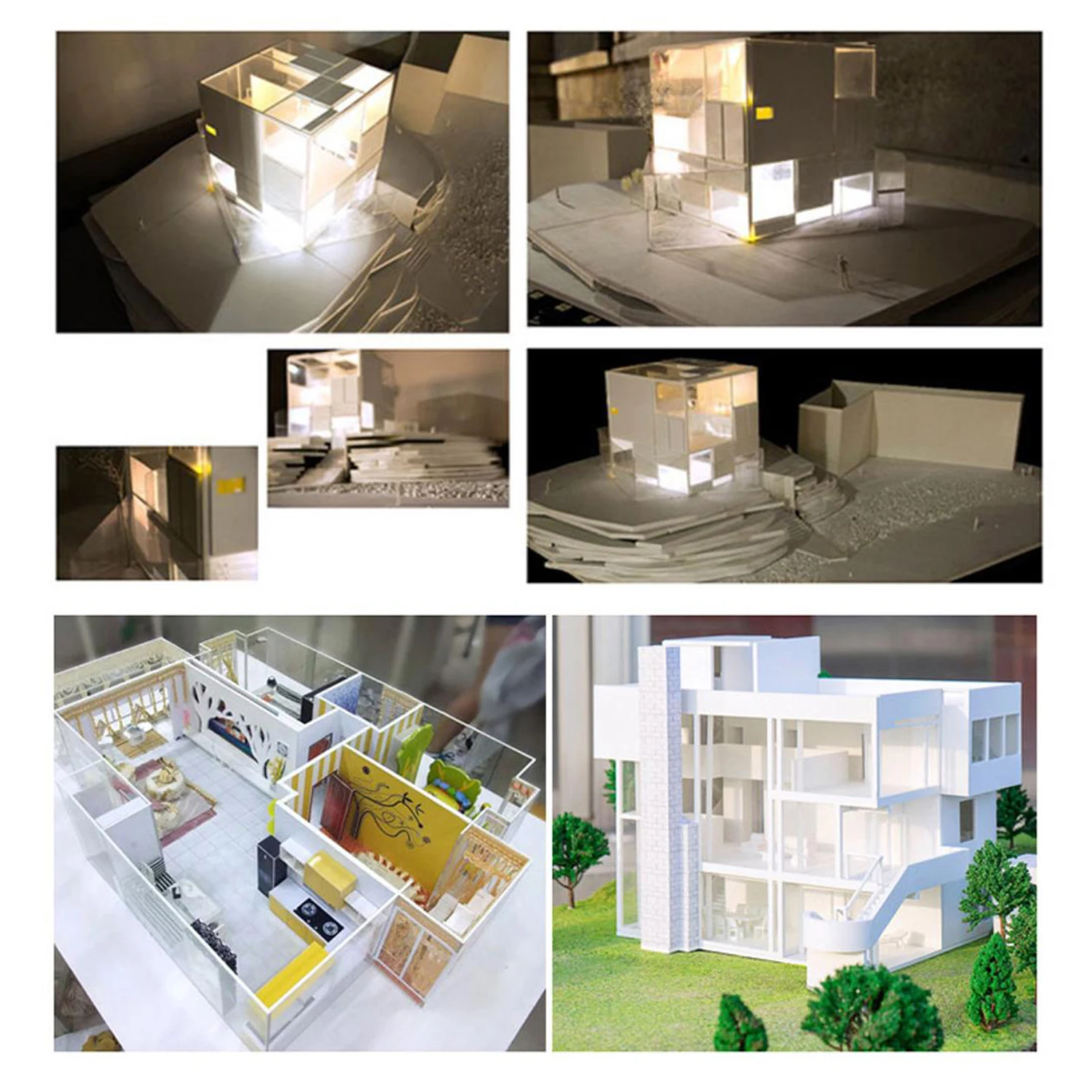 5Pcs Foam Plate Miniature Landscape Building Model Diorama Base PVC Square Boards Foam White Photo Framing Crafting Modeling